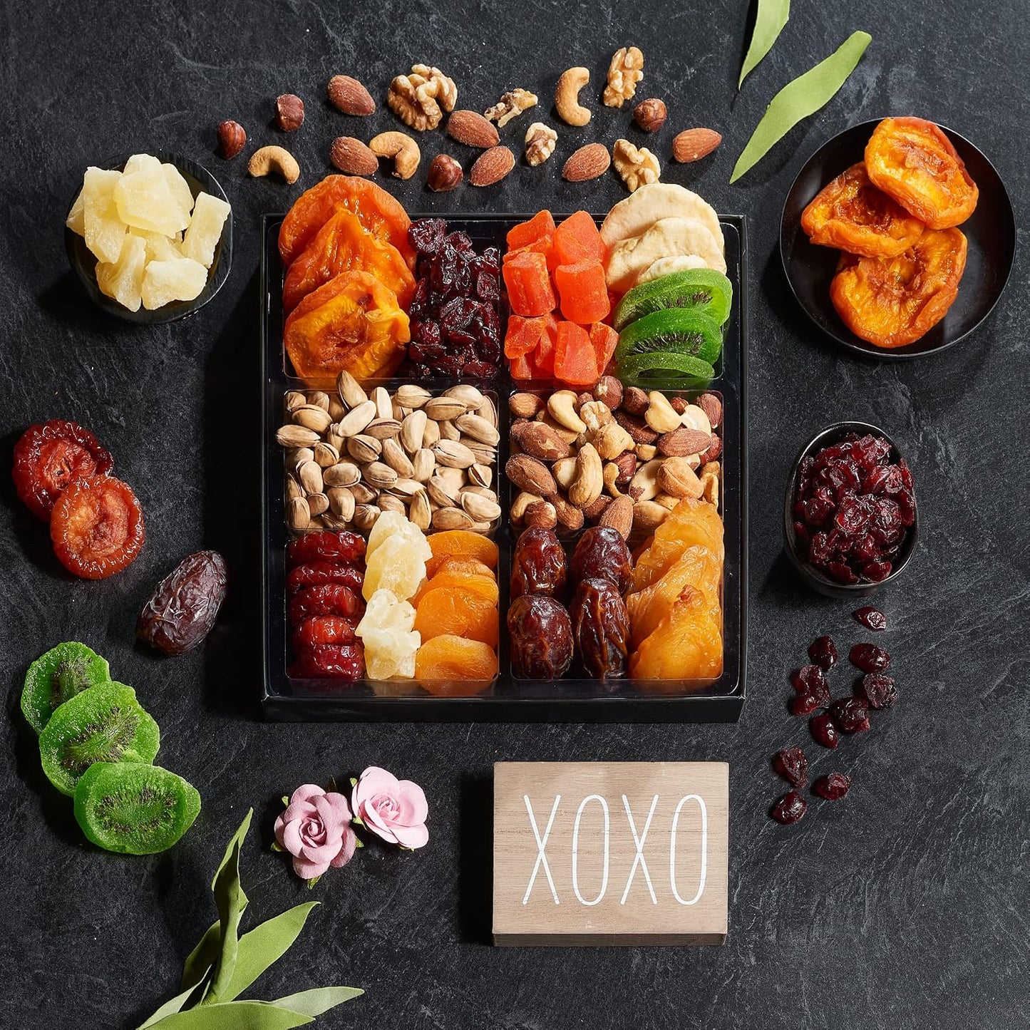 Dried Fruit and Nut Gift Basket Arrangement Platter for Snacking