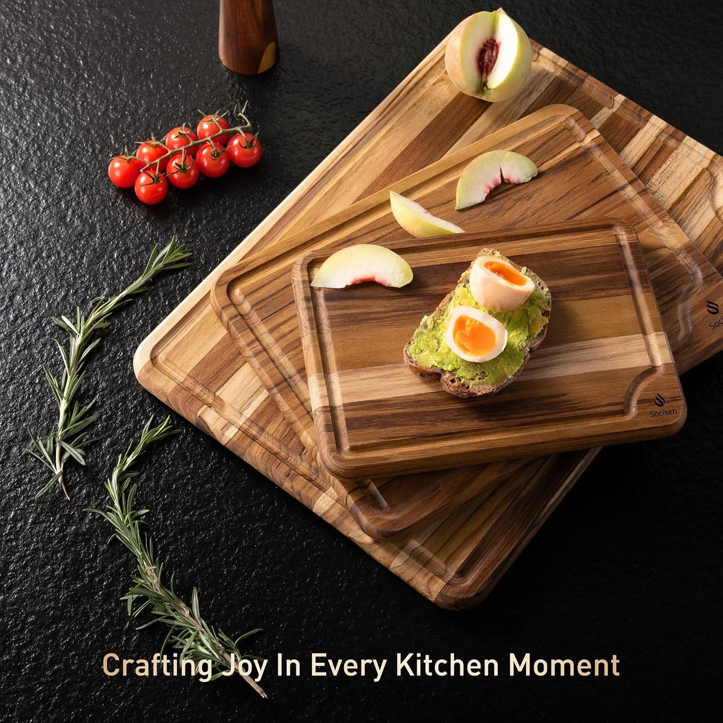 3 Pack Teak Wood Cutting Board Set for Kitchen Charcuterie Board Serving Heavy Duty Non Toxic Slip Over Sink Solid Thick Haus Wooden Chopping Board Large Big Small Meat Best Kitchen Mother Gift