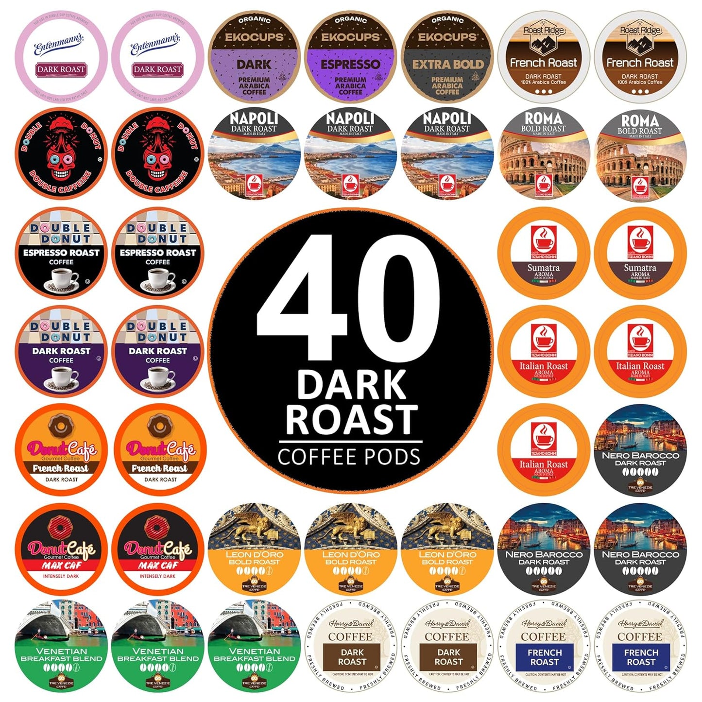 Dark Roast Coffee Pod Variety Pack for Keurig K Cups Coffee Makers