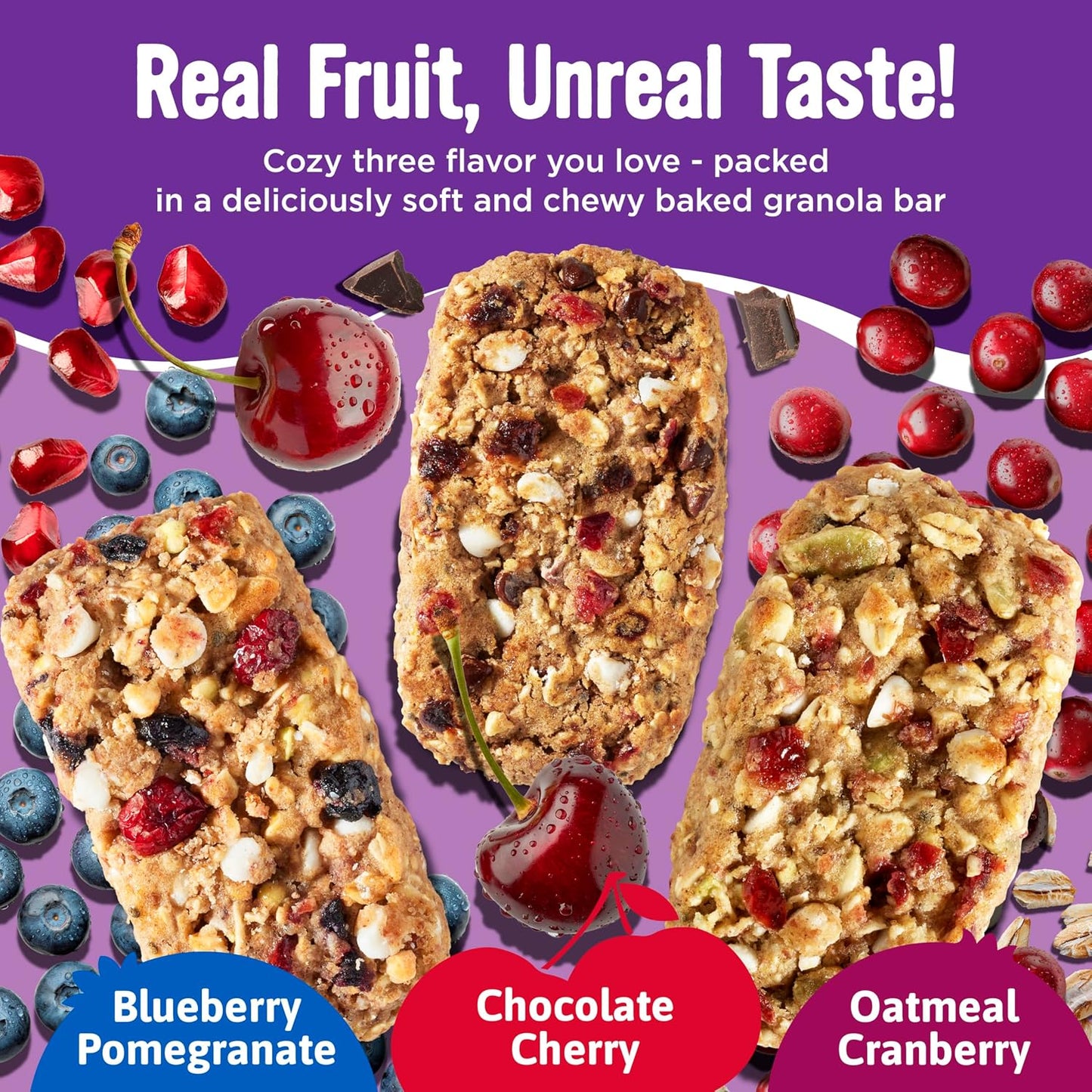 Soft Baked Granola Bars Variety Pack, Nut Free, Low Sodium, Individually Wrapped