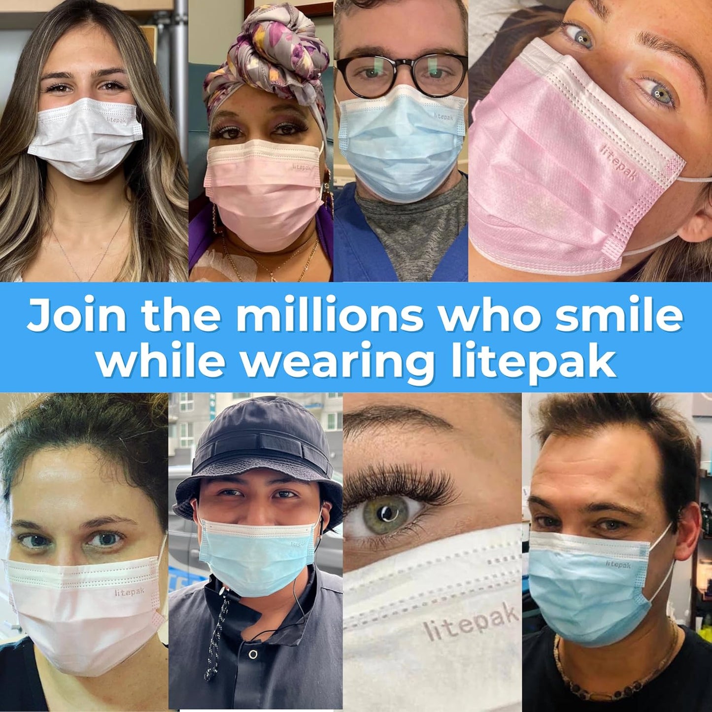 Litepak 125-Pack Premium Disposable Face Masks with Comfort Earloops Blue