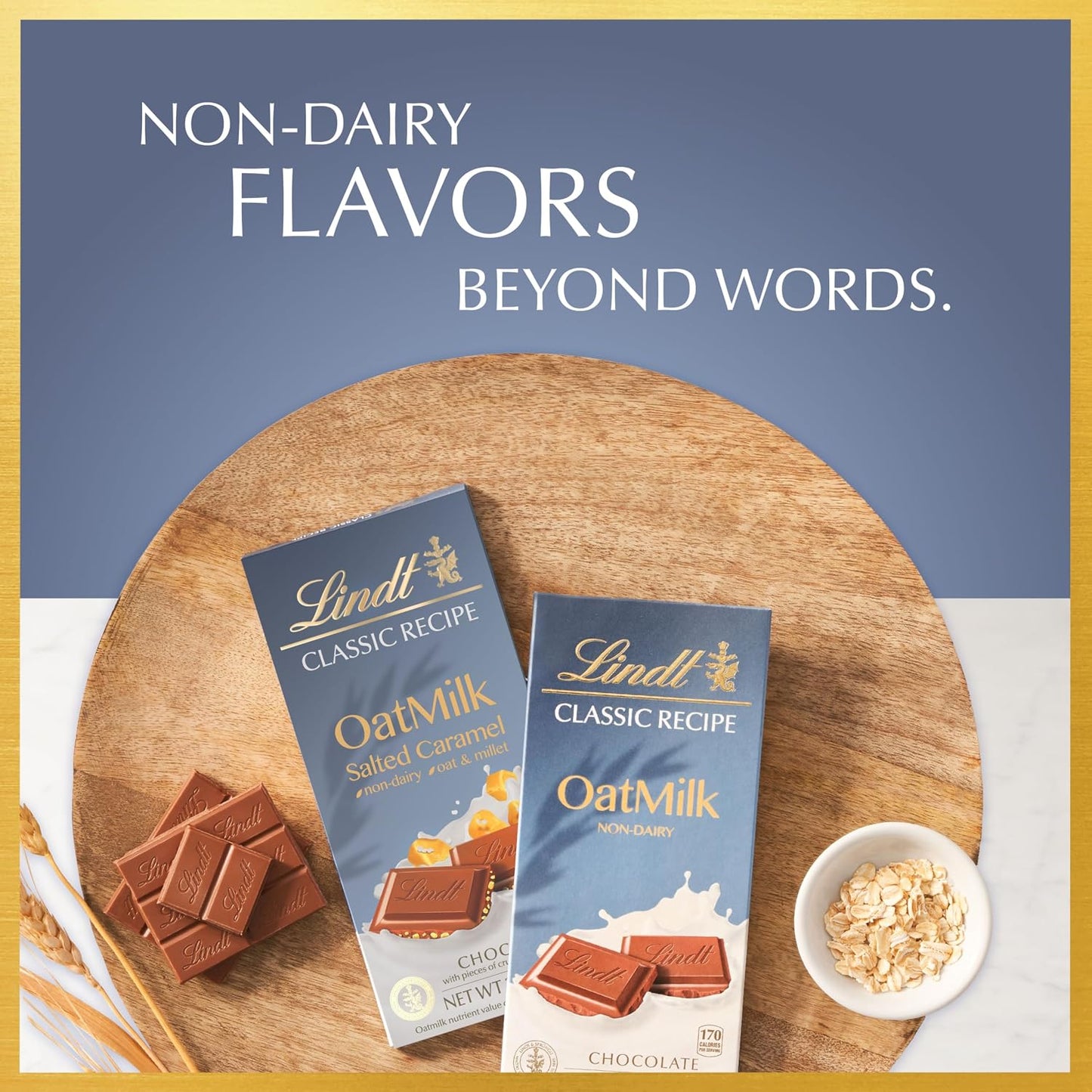 Lindt CLASSIC RECIPE OAT MILK Plain Chocolate Bar, 3.5 oz.