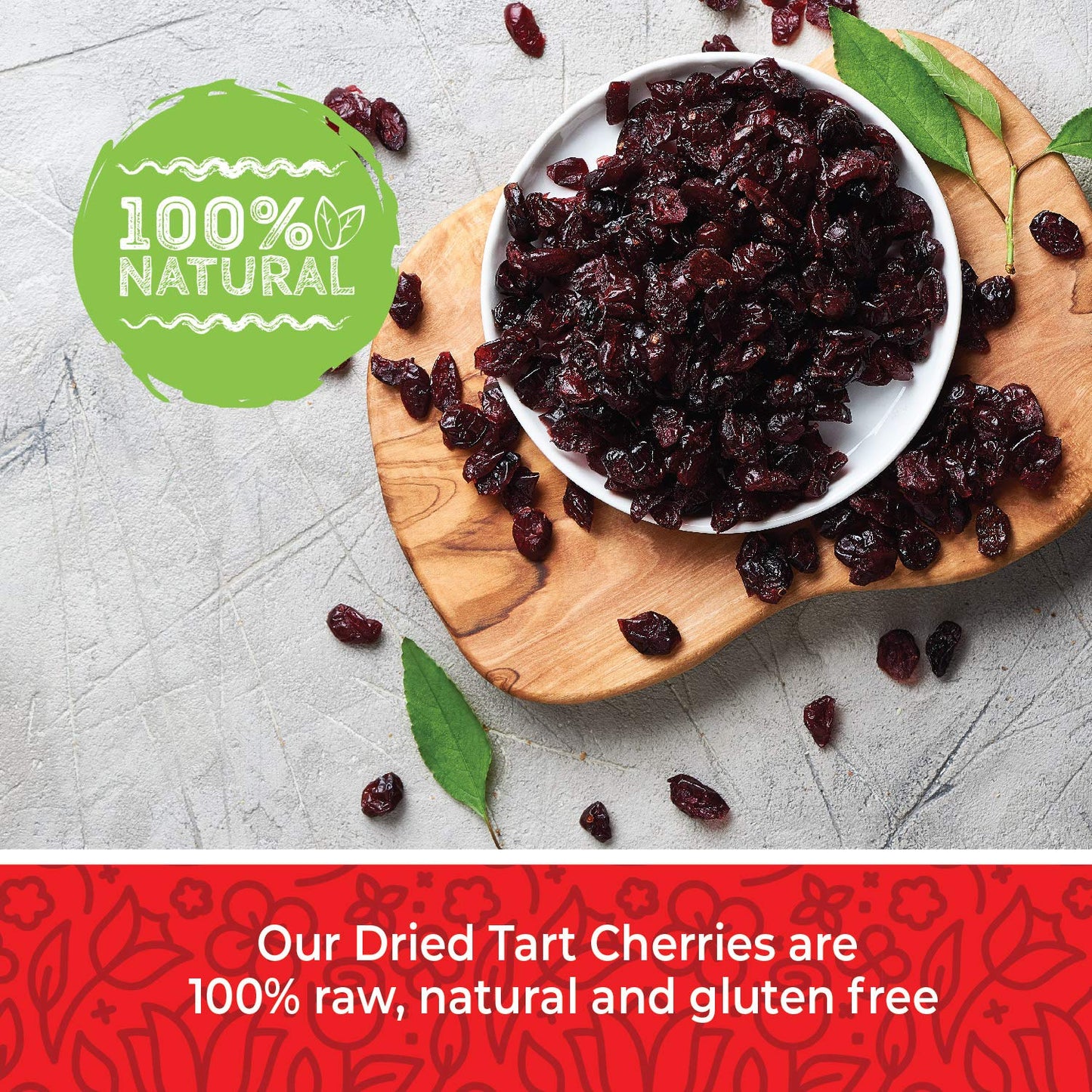 Dried Montmorency Tart Cherries, 1lb, All-Natural, Unsweetened, Non-GMO