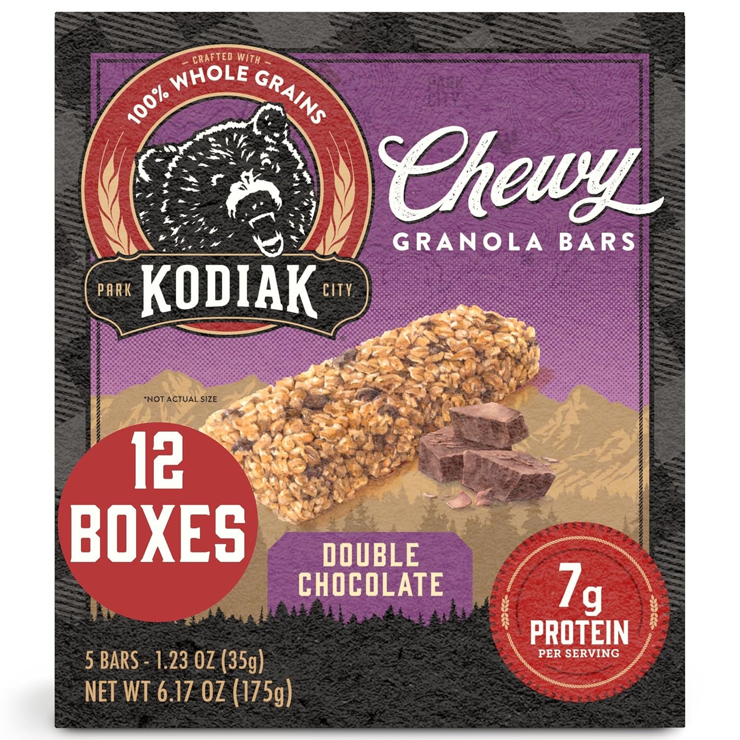 Kodiak Cakes Chewy Granola Snack Bars, S'mores, High Protein, 100% Whole Grains, Pack of 4