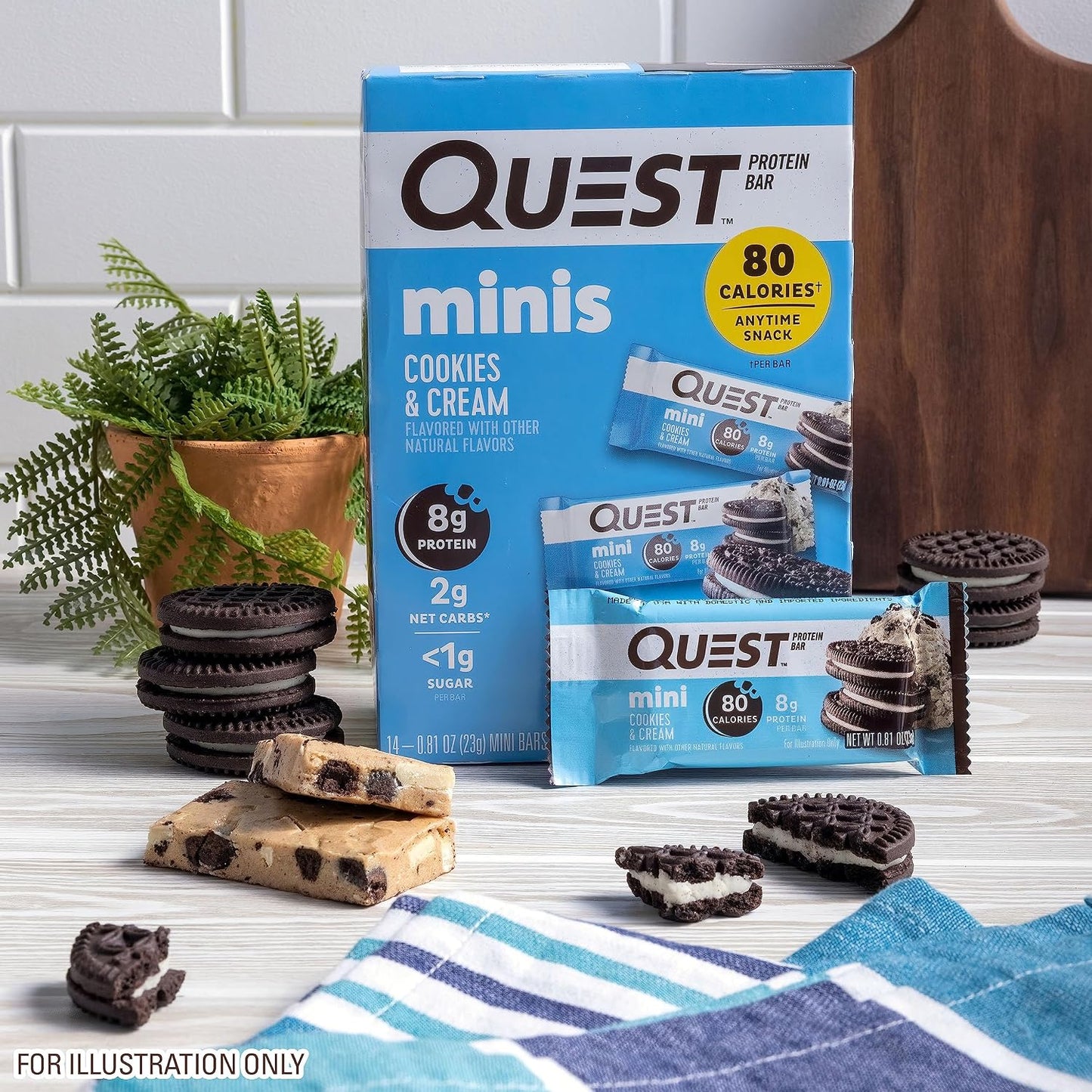 Quest Nutrition Mini Cookies & Cream Protein Bars, 14 Count, Gluten Free