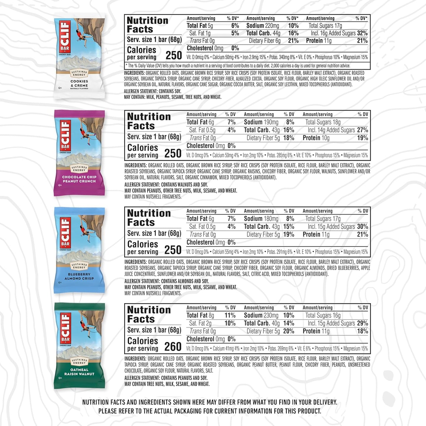 CLIF BAR Energy Protein Bars Variety Pack 12 Pack