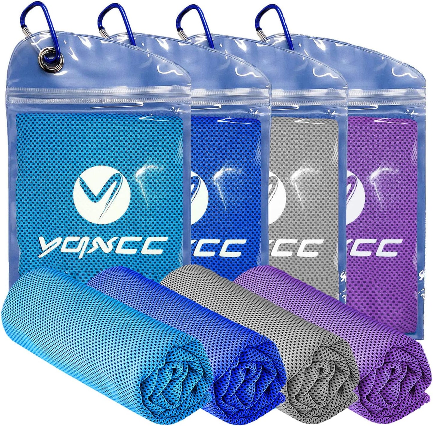 YQXCC Cooling Towels | 4 Pack 47"x12" | Instant Chilling for Workout, Sports & More