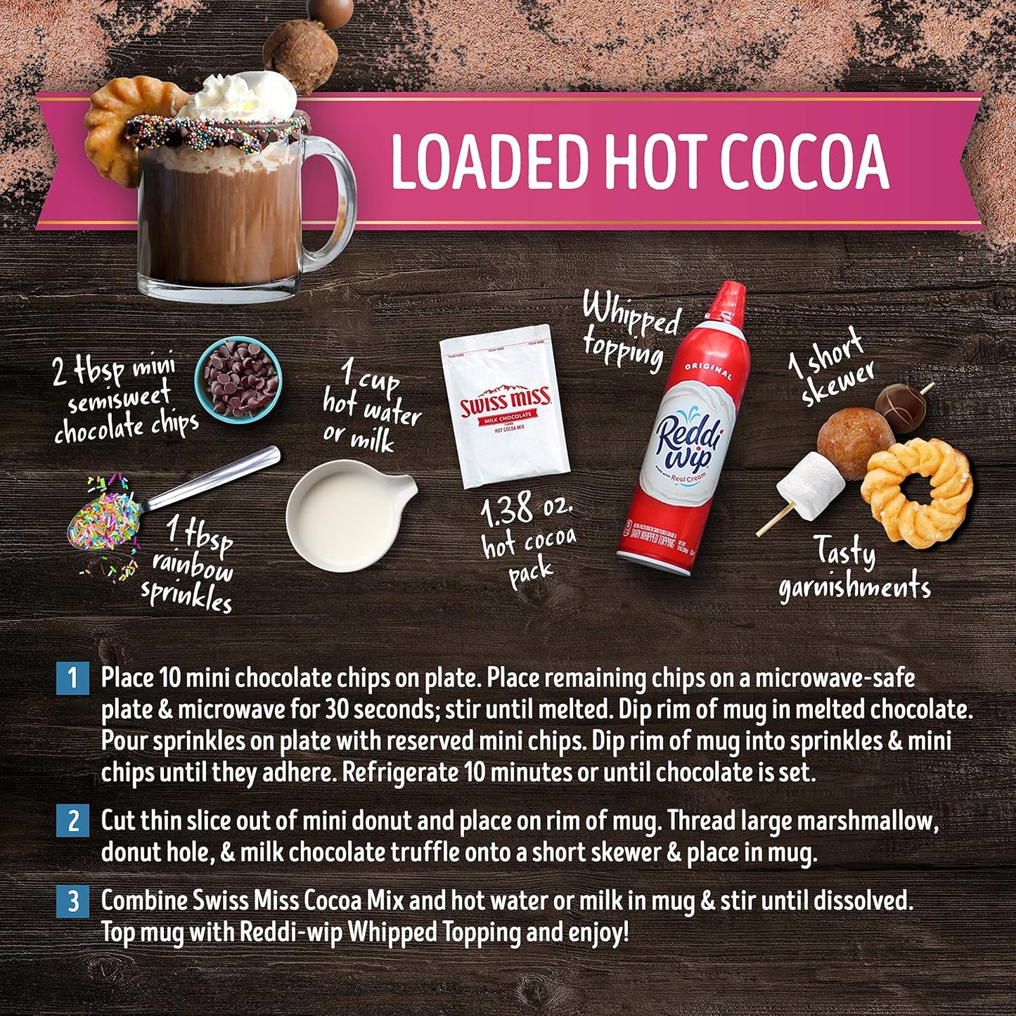 Swiss Miss Milk Chocolate Flavored Reduced Calorie Hot Cocoa Mix, Hot Cocoa Bar Supplies, 0.39 oz., 8-Count Envelopes (12 Boxes)