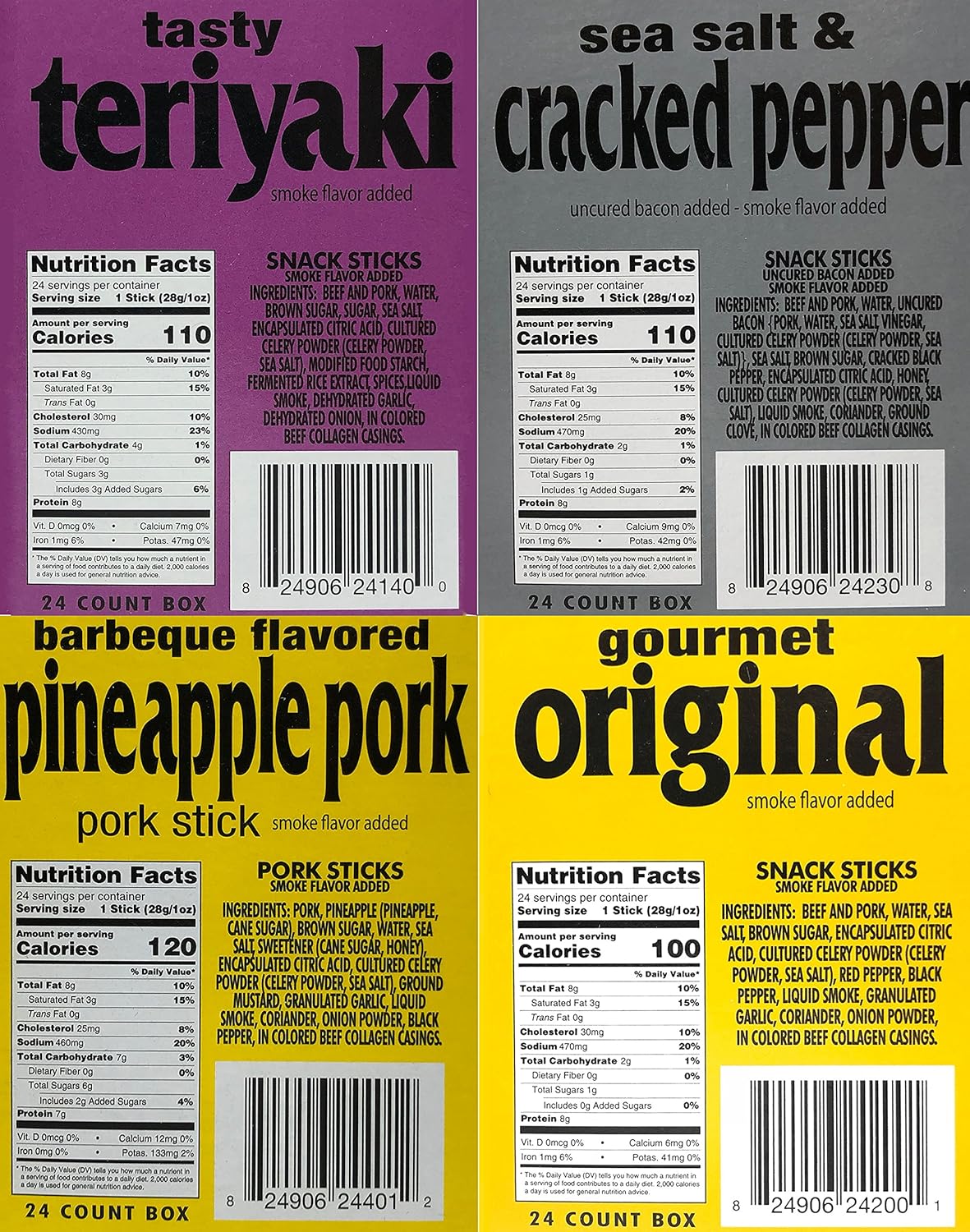 Western's Smokehouse Meat Sticks Variety Pack of 40 - 8 Flavors of Pork and Beef Jerky
