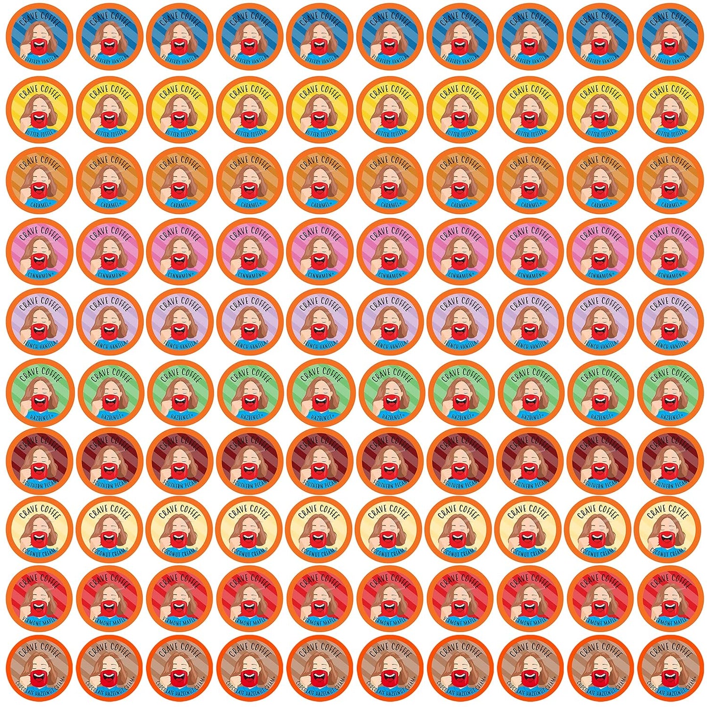 Crave Beverages Flavored Coffee Pods Sampler Variety Pack Compatible with 2.0 K-Cup Brewers
