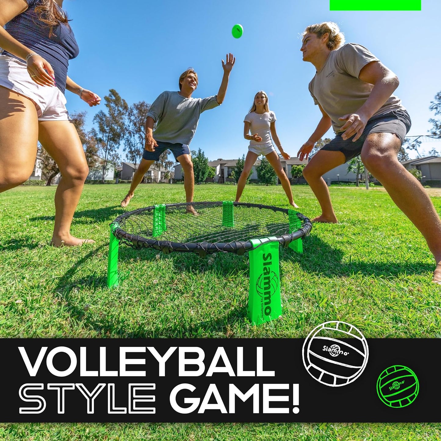 GoSports Slammo Game Set (Includes 3 Balls, Carrying Case and Rules) - Outdoor Lawn, Beach & Tailgating Roundnet Game