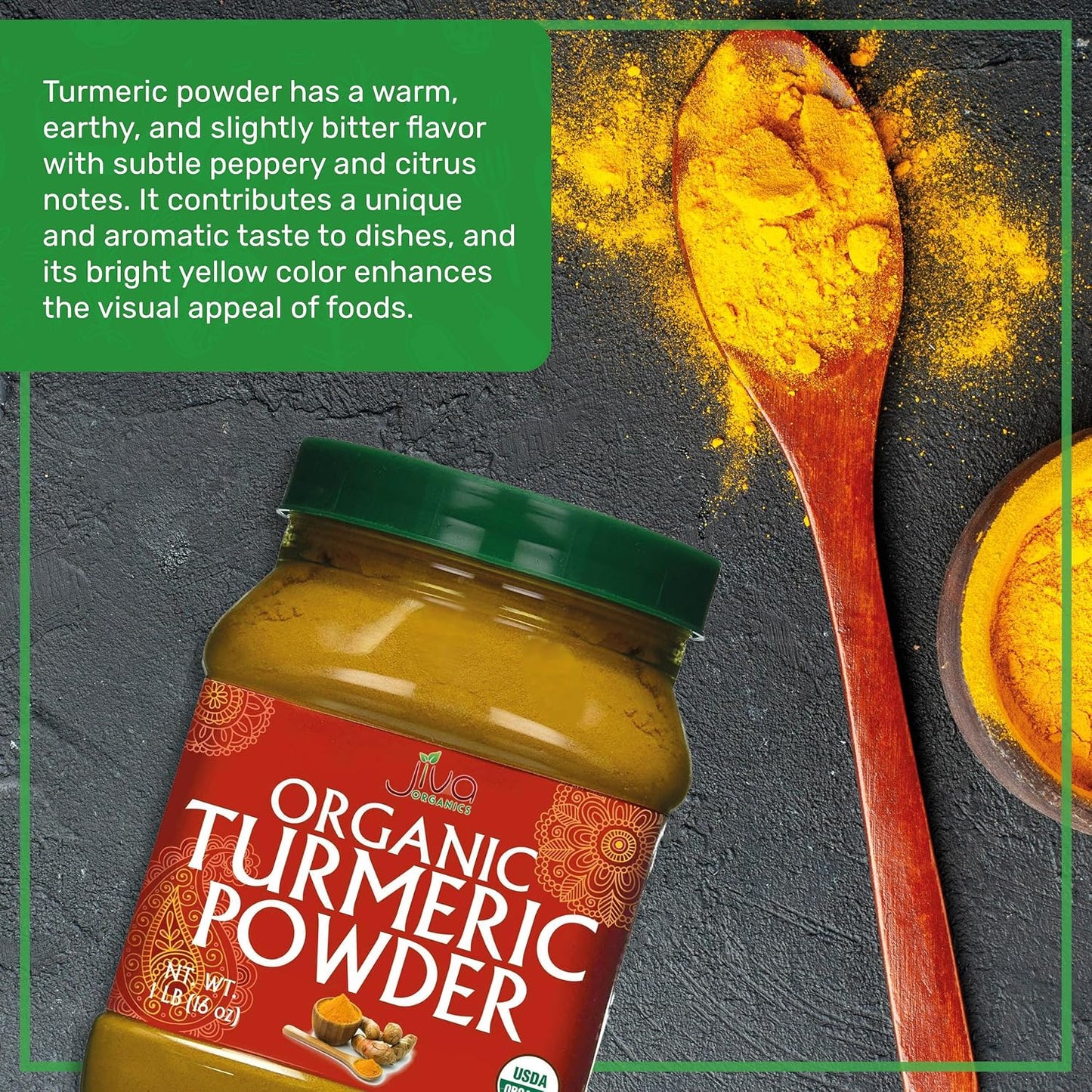 Jiva Organics 1 Pound USDA Organic Turmeric Powder - High Curcumin Content from India