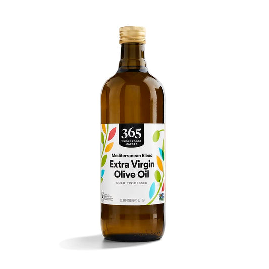 365 by Whole Foods Market, Extra Virgin Mediterranean Olive Oil, 33.8 Fl Oz for cooking, baking, and dressings