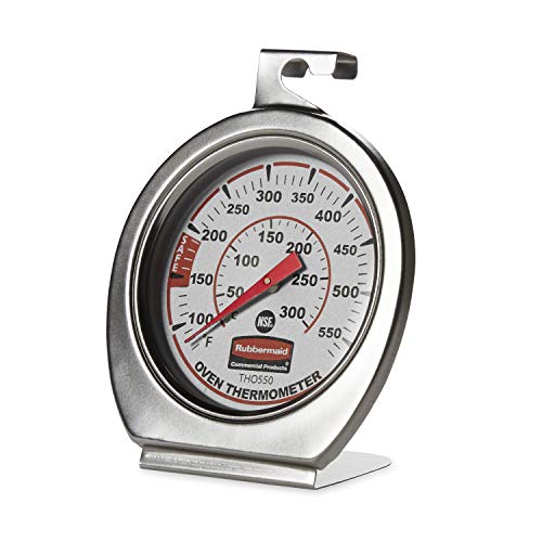 Rubbermaid Commercial Products Stainless Steel Monitoring Thermometer, Safe for Inside Oven/Grill/Smoker, 60-580°F Range, Easy to Read Food Thermometer For Food Resturant/Home Cooking