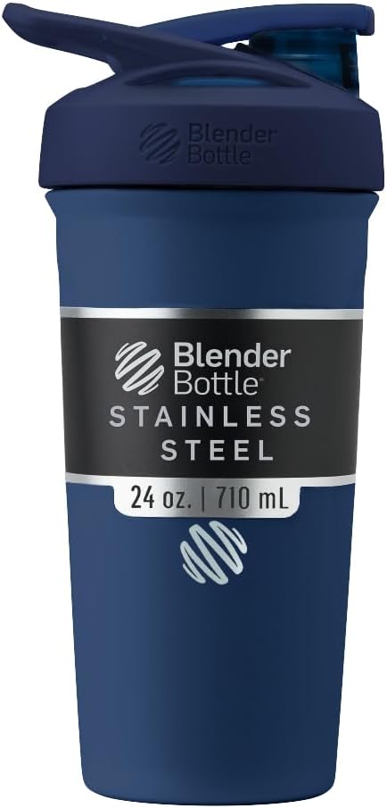 BlenderBottle Strada 24oz Insulated Stainless Steel Shaker Cup with Whisk