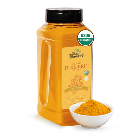 USDA Organic Turmeric Powder - Non-GMO, Kosher, Lab Tested - Chef Jar, Sustainably Grown, 18 oz, HQOExpress, Legacy Brand Since 1977
