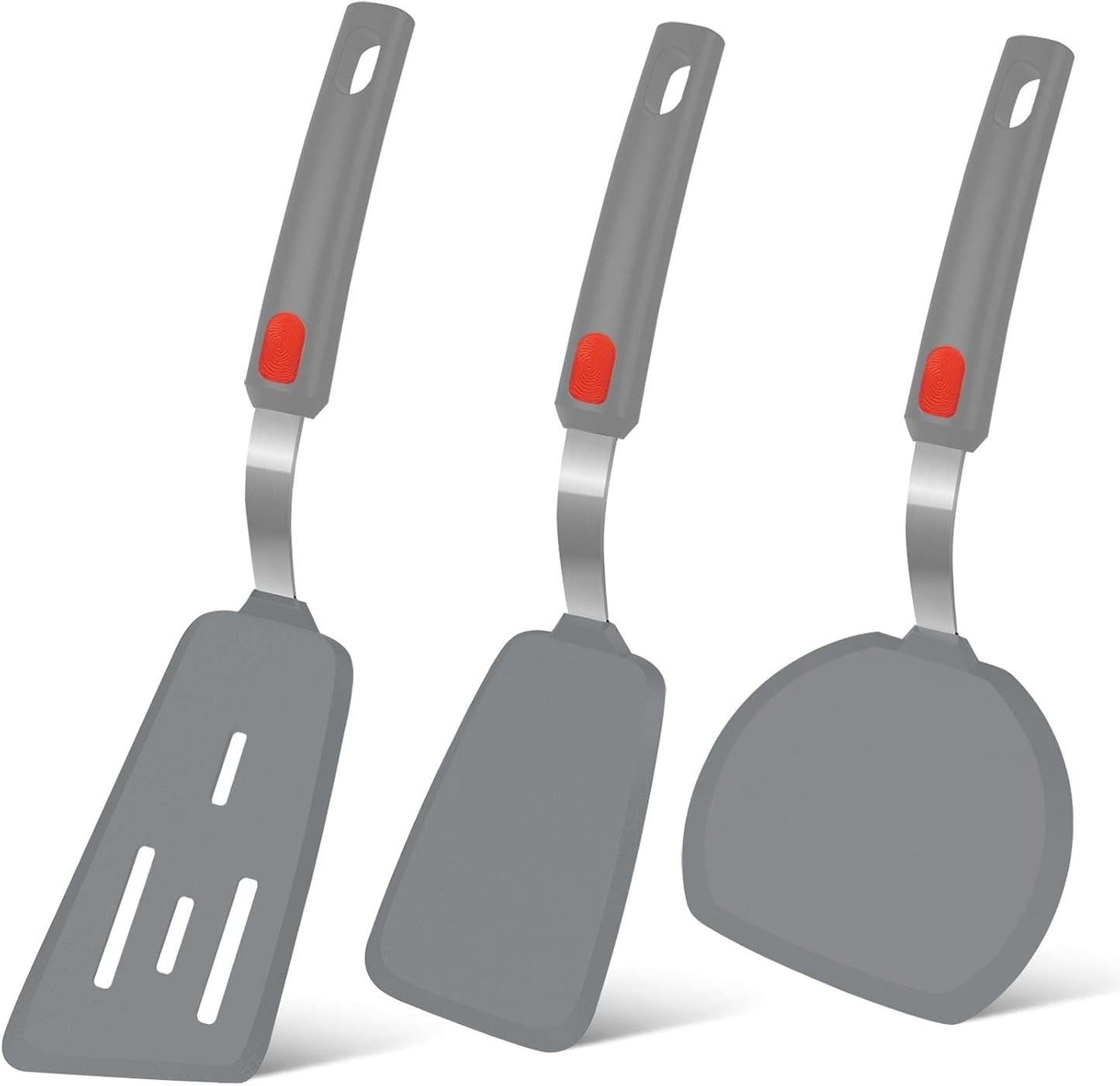 Beijiyi Silicone Spatula Turner Set of 3, 600°F Heat Resistant, BPA Free | Flexible Spatulas for Nonstick Cookware, Cooking, Flipping, Egg & Pancake, Non Scratch Kitchen Utensils, Dishwasher Safe