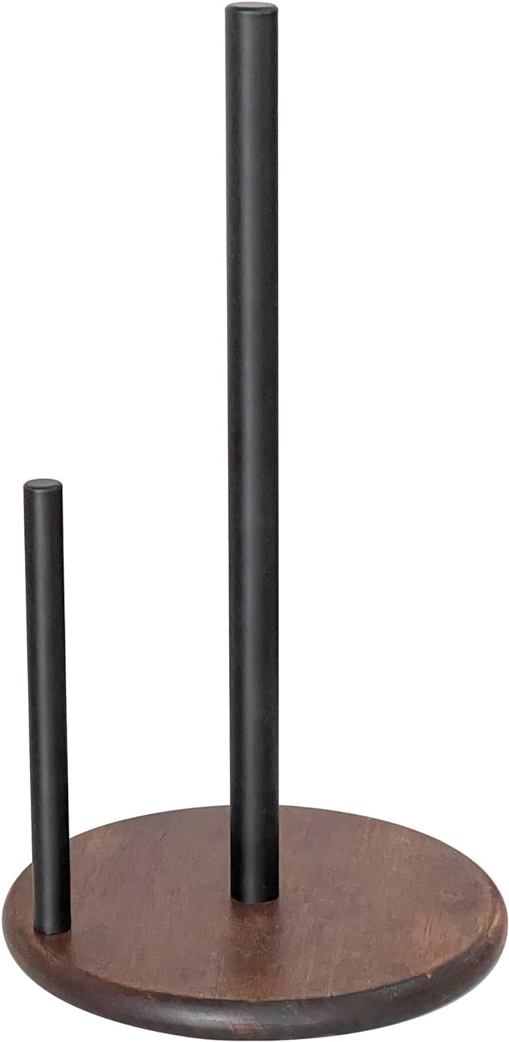 Paper Towel Holder Black, Premium Stainless Steel Kitchen Roll Dispenser, Countertop Roll Organizer with Weighted Base