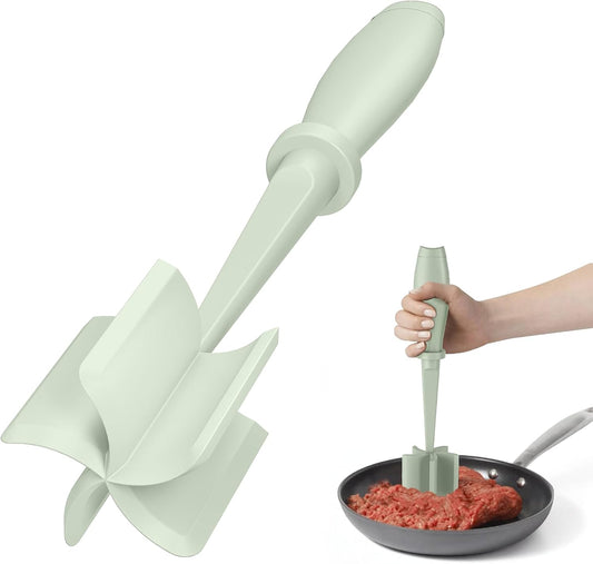 PGYARD Meat Chopper Hamburger Grinder, Kitchen Smasher for Ground Beef | Heat Resistant, 5 Blade, Burger Grinder Nylon Potato Mix Tool, Meat & Poultry Tenderizers, Dishwasher Safe, Green