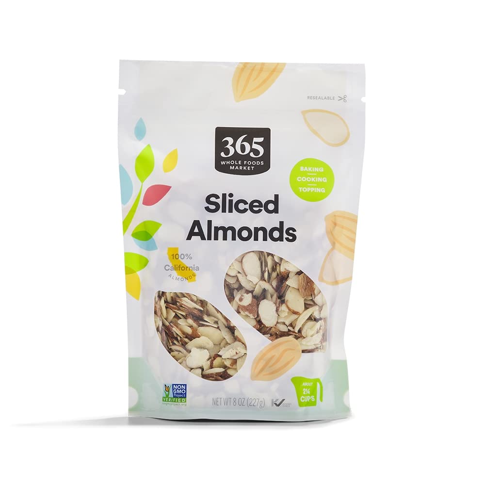 365 by Whole Foods Market, Sliced Almonds, No Sugar Added, 8 Ounce Bag for Baking and Cooking
