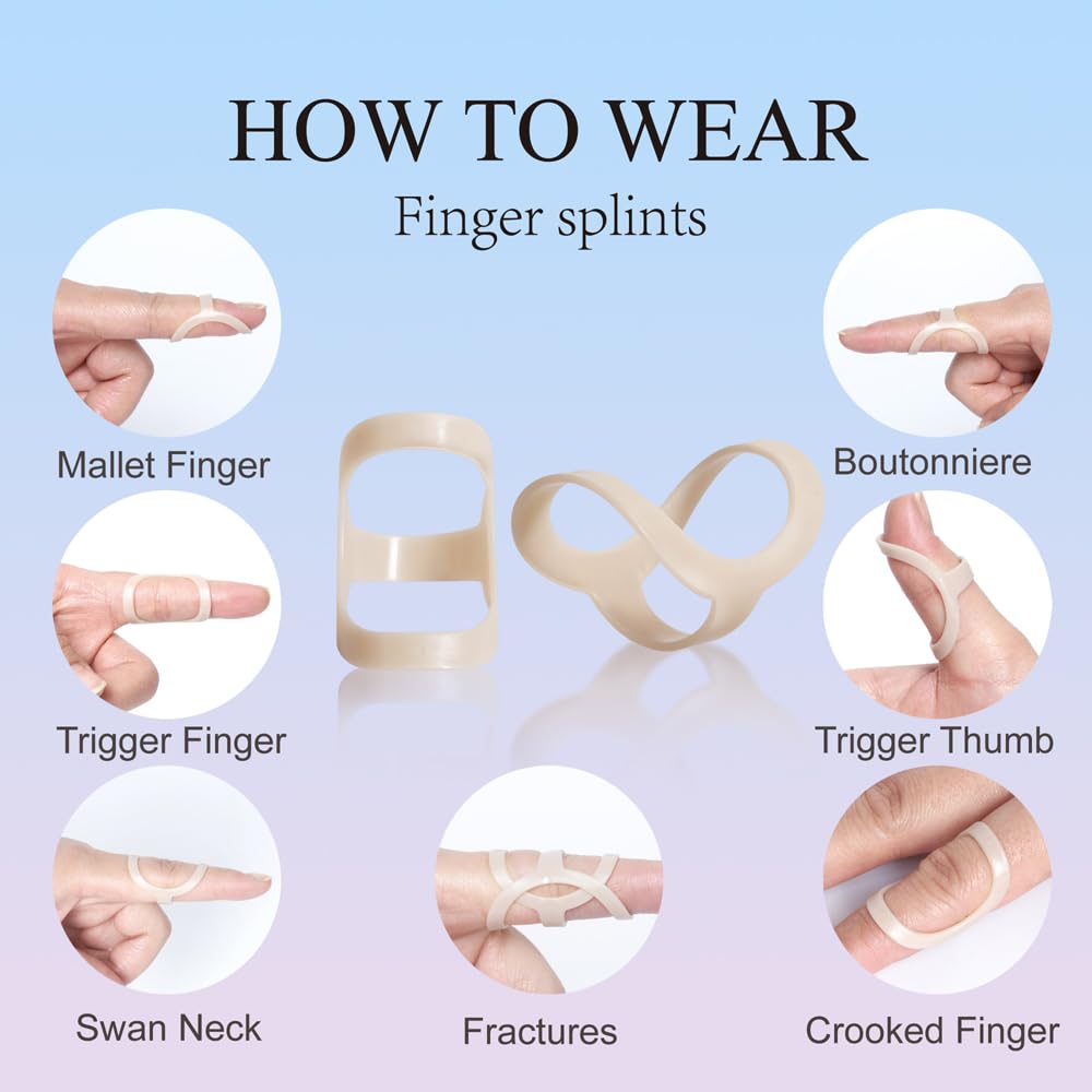 Oval Finger Splint 8 Pcs for Arthritis, Mallet Finger, Trigger Finger, Hypermobility