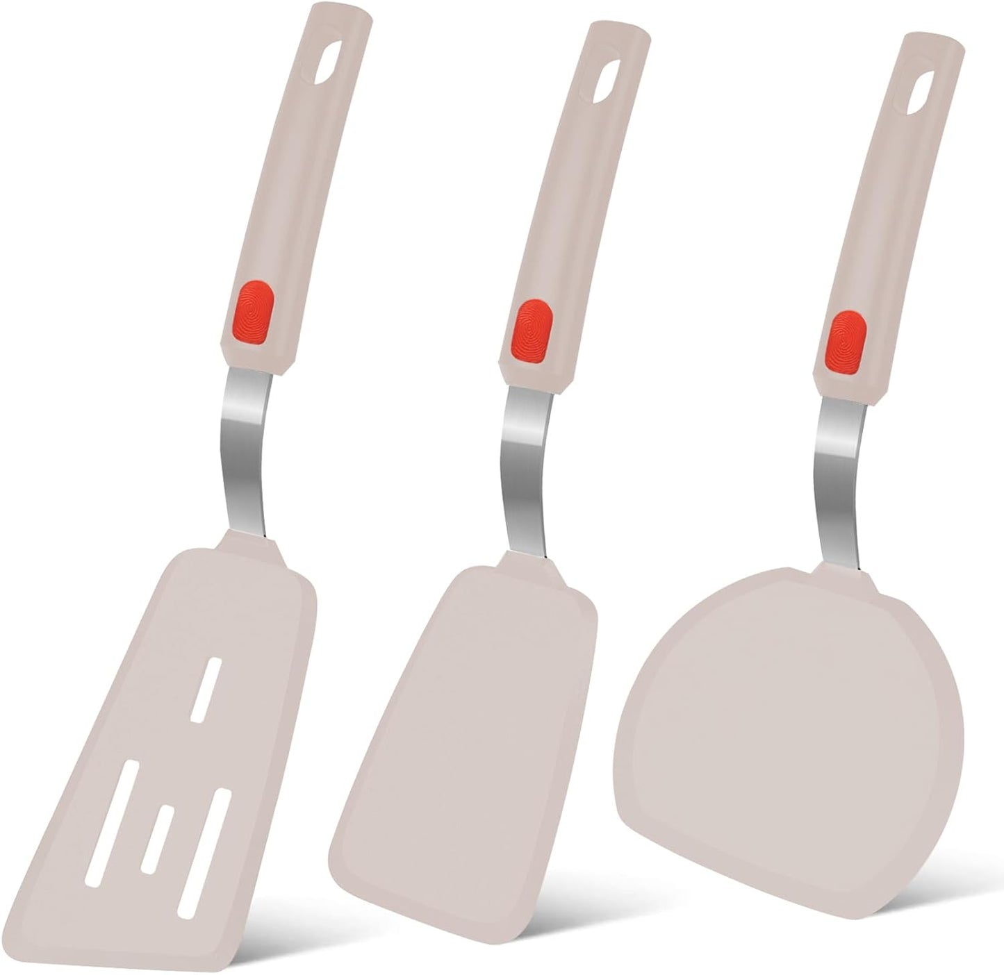 Beijiyi Silicone Spatula Turner Set of 3, 600°F Heat Resistant, BPA Free | Flexible Spatulas for Nonstick Cookware, Cooking, Flipping, Egg & Pancake, Non Scratch Kitchen Utensils, Dishwasher Safe