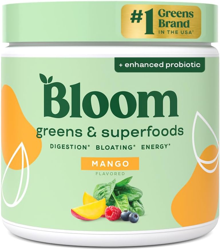 Bloom Nutrition Superfood Greens Powder with Probiotics, Prebiotics, and Digestive Enzymes for Gut Health