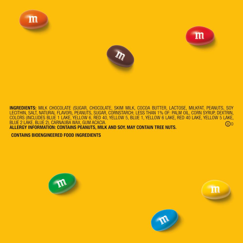 M&M'S Peanut Milk Chocolate Candy Resealable Bulk Pack, Party Size, 38 oz Bag, For Sharing, Baking and Snacking