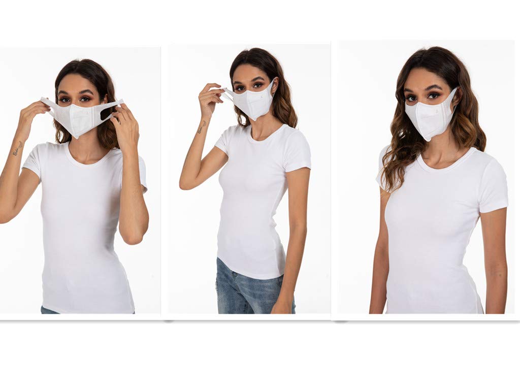 Medi-sky 3D Disposable Face Mask for Adults, Elastic Cloth Ear Straps, 50pcs White