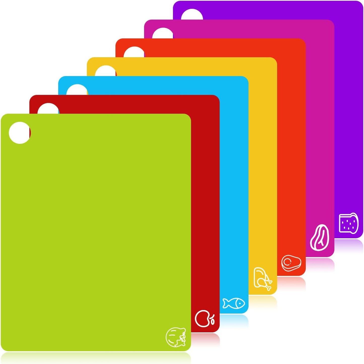 Goodluck 5 Pieces Flexible Cutting Boards, BPA Free Plastic Cutting Boards for Kitchen, Non Slip Cutting Mat for Meat and Vegetables