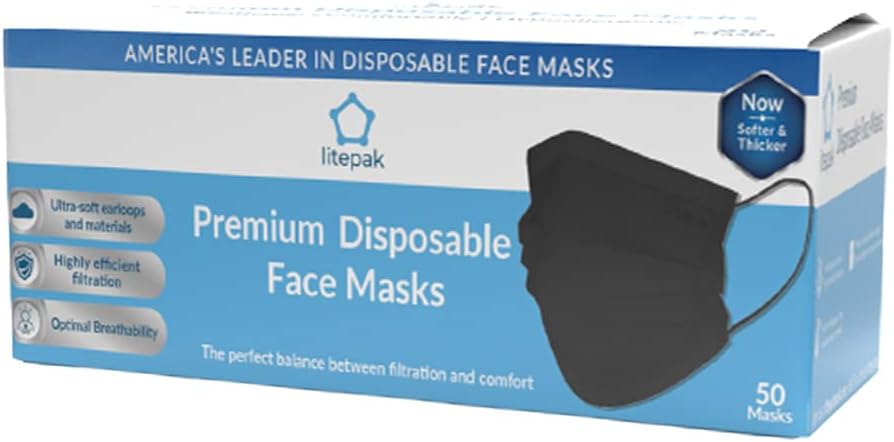 Litepak Premium Disposable Face Mask 500pcs 3ply Soft with Nose Wire