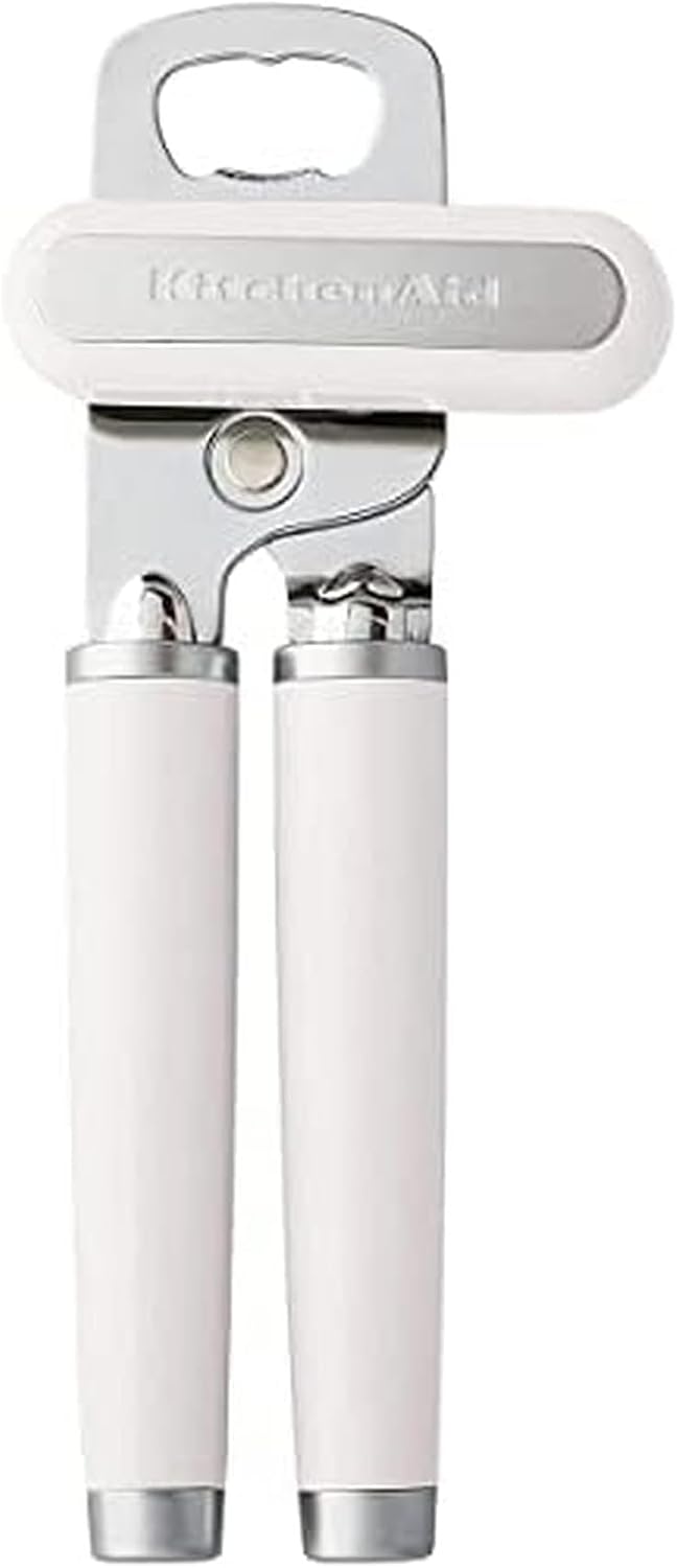KitchenAid Classic Multifunction Can Opener and Bottle Opener Easy to Use, Razor Sharp Stainless Steel Cutting Wheel, Soft Ergonomic Handles, Almond Cream