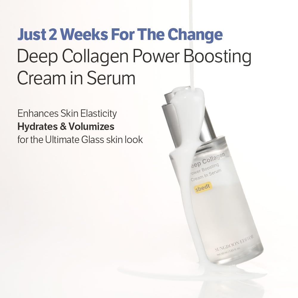 SUNGBOON EDITOR Deep Collagen Anti-Wrinkle Cream In Serum | Volufiline, Real Collagen, Skin Volumizing, Glass Skin, Elasticity for Aged Skin, Korean Skin Care, Serum for Face, 1.01 fl. oz