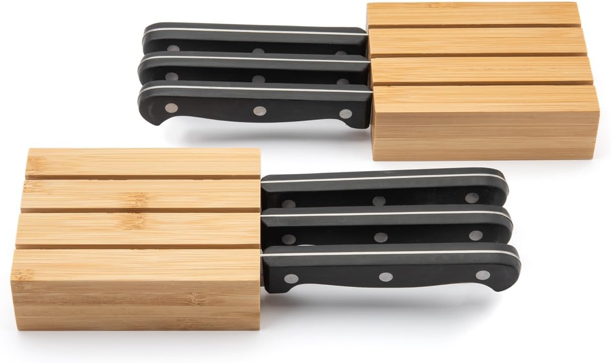 Purawood Kitchen Drawer Organizer - Expandable Utensil Drawer Organizer for Kitchen, Cutlery Tray & Silverware Organizer, 3-5 Slots - Bamboo Organizer for Utensils & Flatware (Natural)