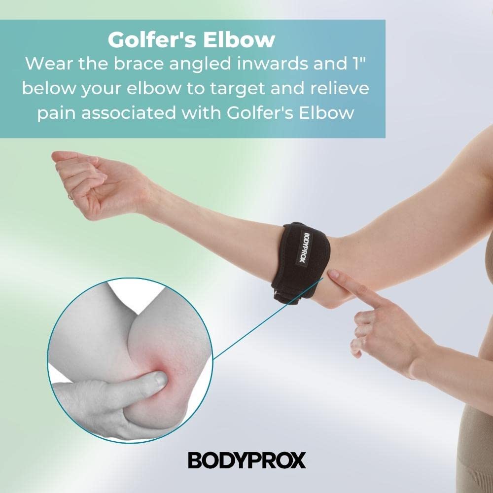 Bodyprox Elbow Brace 2 Pack for Tennis and Golfer's Elbow Pain Relief