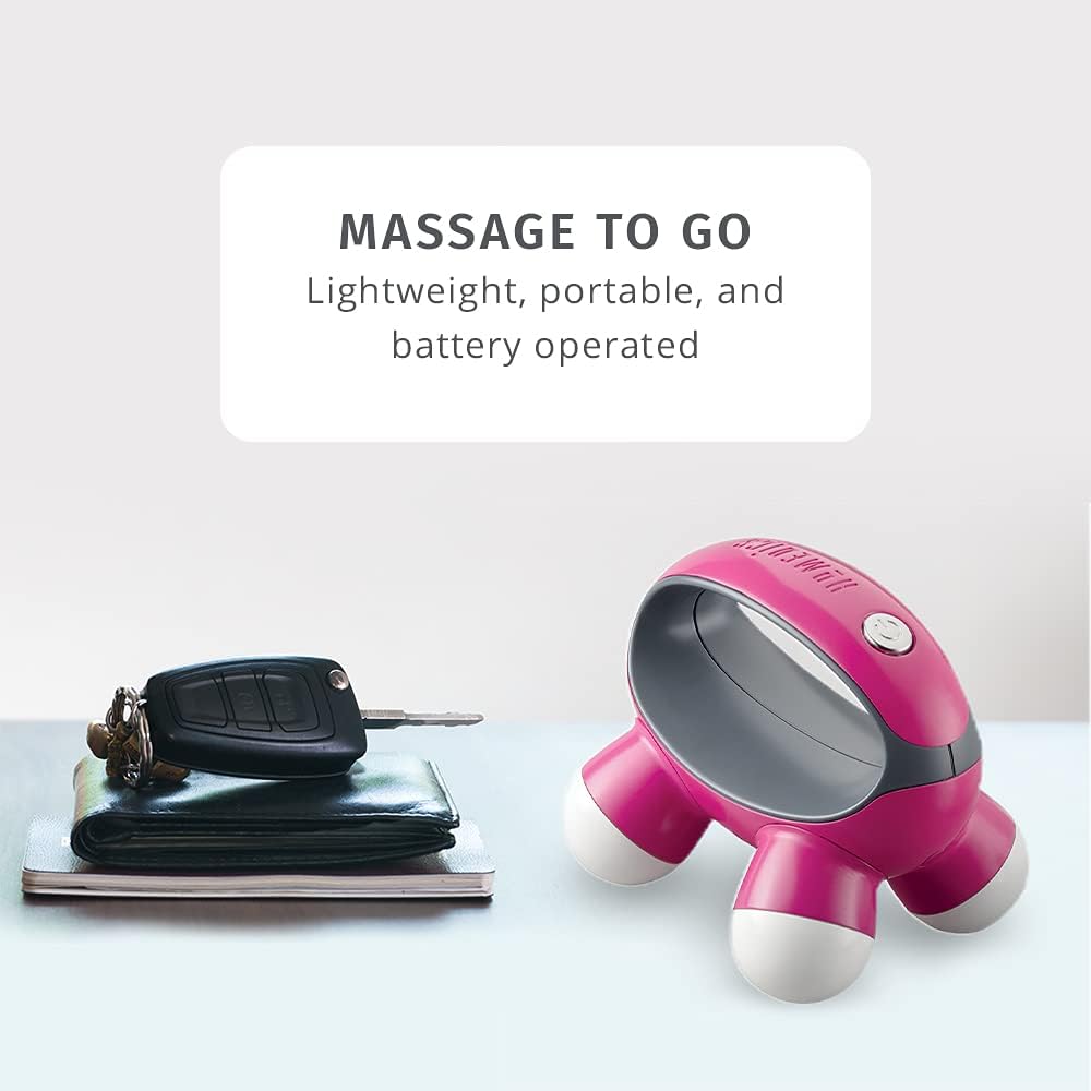 HoMedics Quatro Mini Hand-Held Vibration Massager with 4 Nodes, Battery-Operated