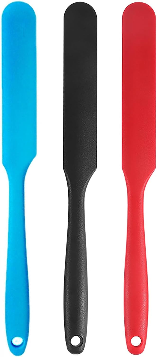 4 Pcs Silicone Jar Spatula Set - Long Handle Sourdough Scraper, Skinny Spatula for Jars, Bottles, and Containers, Non-Stick Heat Resistant Cake Cream Spatulas