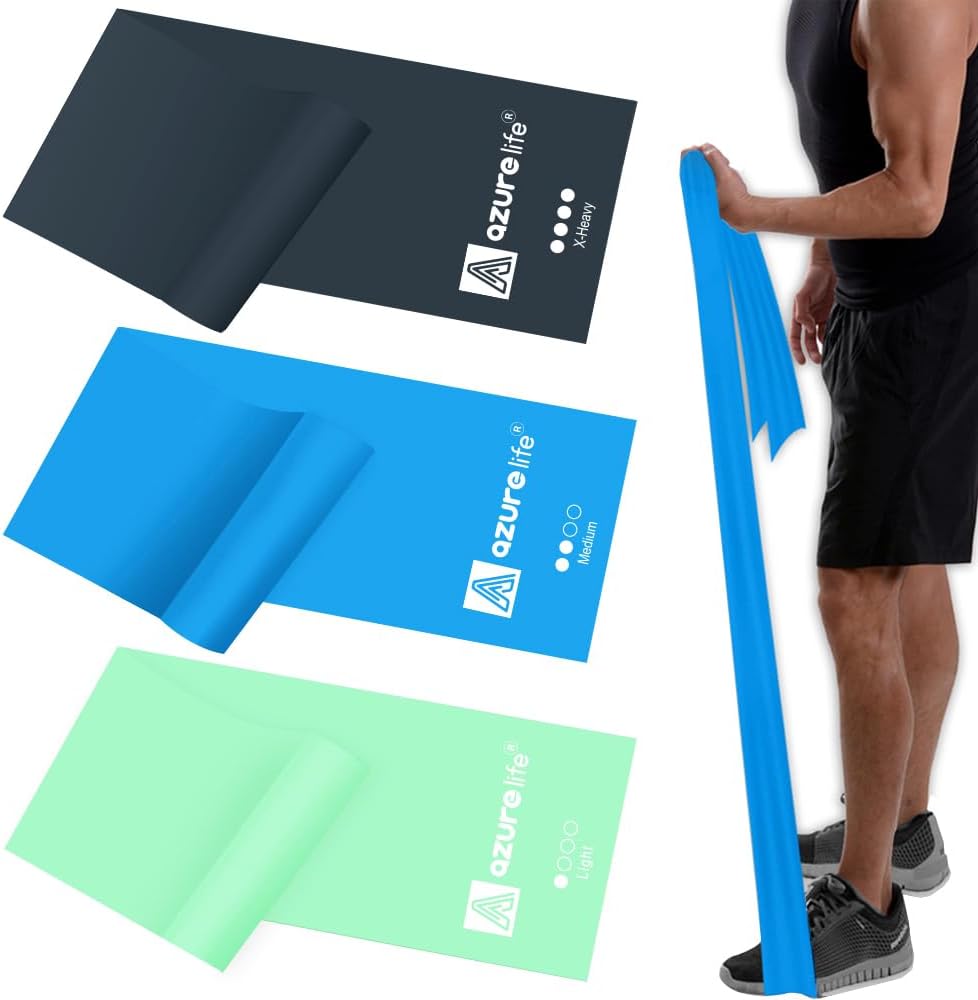 A AZURELIFE Resistance Bands - Latex-Free Exercise Bands for Strength Training, Yoga, Rehab