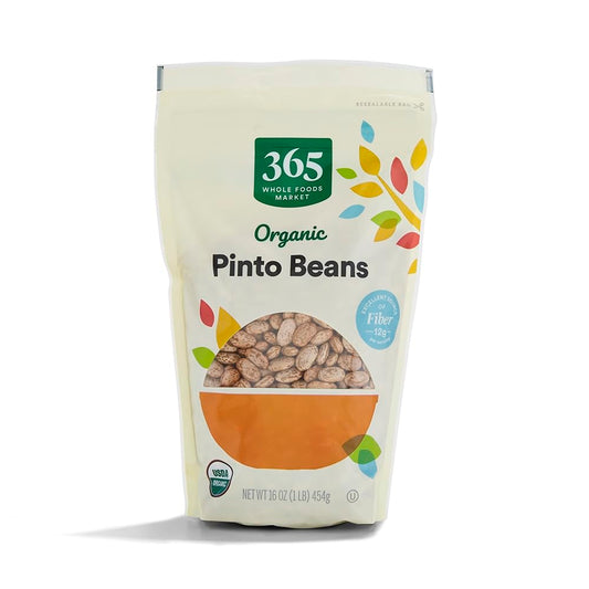 Whole Foods Market 365 Organic Pinto Beans 16 Ounce Low Fat Plant-Based Protein