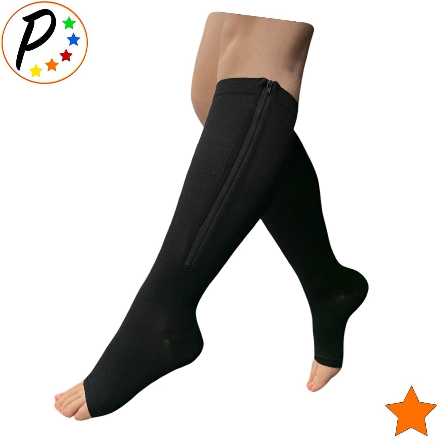 Presadee 15-20 mmHg Moderate Compression Open Toe Zipper Sock