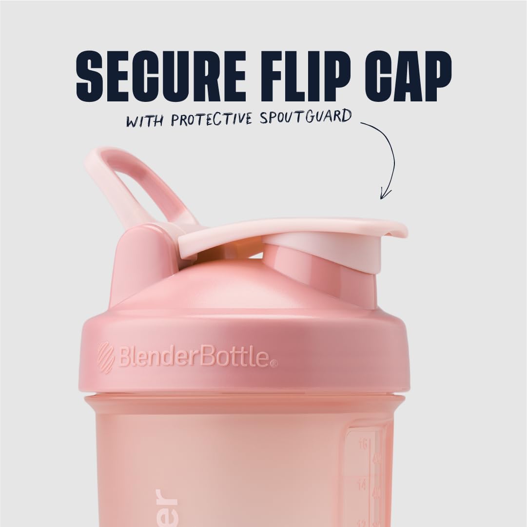 BlenderBottle Shaker Bottle with Pill Organizer and Storage for Protein Powder, Classic V2 ProStak System, 22-Ounce, Rose Pink
