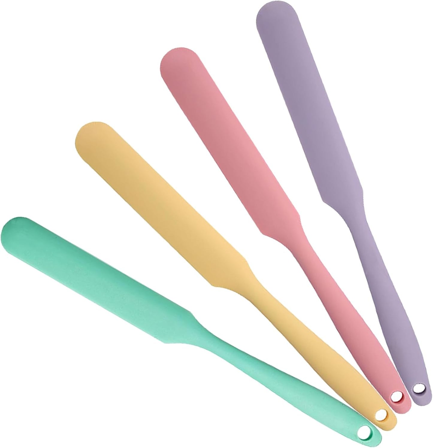 3Pcs Silicone Jar Spatula Long Handle Kitchen Spatulas for Mixing, Scraping, and Spreading,Ideal for Jars, Baking, Cake Icing, Cream, Butter, and Batter Kitchen Tool (Purple, Pink, Green)