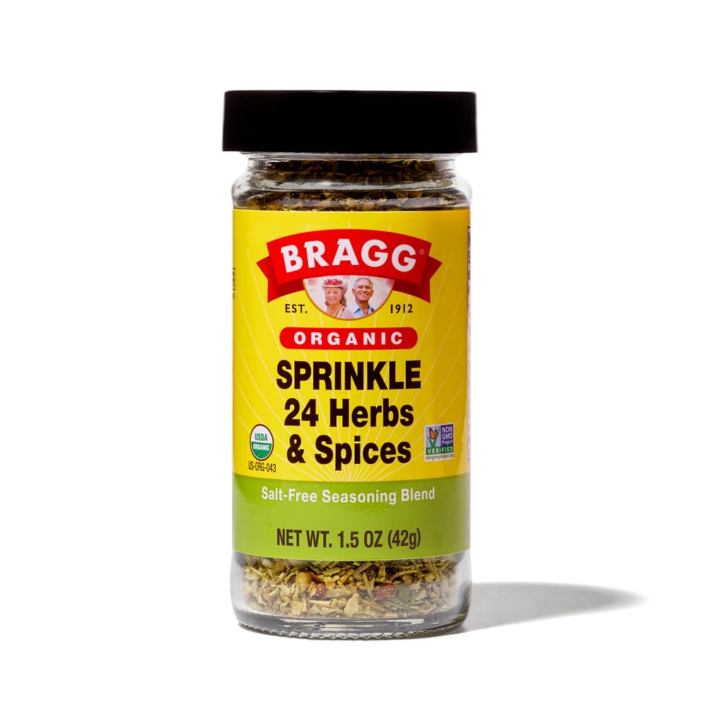 Bragg Branded Organic Sprinkle Spice Seasoning, 24 Herbs & Spices, Gluten Free, 1.5 Oz