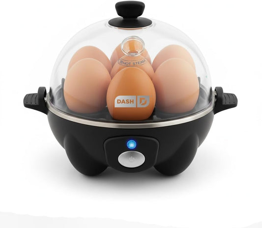 Dash Rapid Egg Cooker, 7 Hard Boiled Eggs, Black | Electric Egg Poacher, Boiler, Steamer & Omelette Maker Machine, Soft or Poached Eggs for Breakfast, Auto Shut-Off, BPA-Free