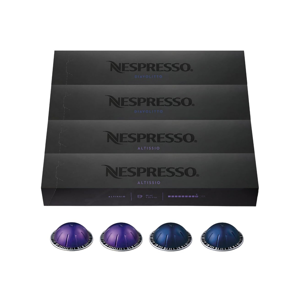 Nespresso Capsules Vertuo Variety Pack, 40-Count Espresso Pods, Medium and Dark Roast Coffee