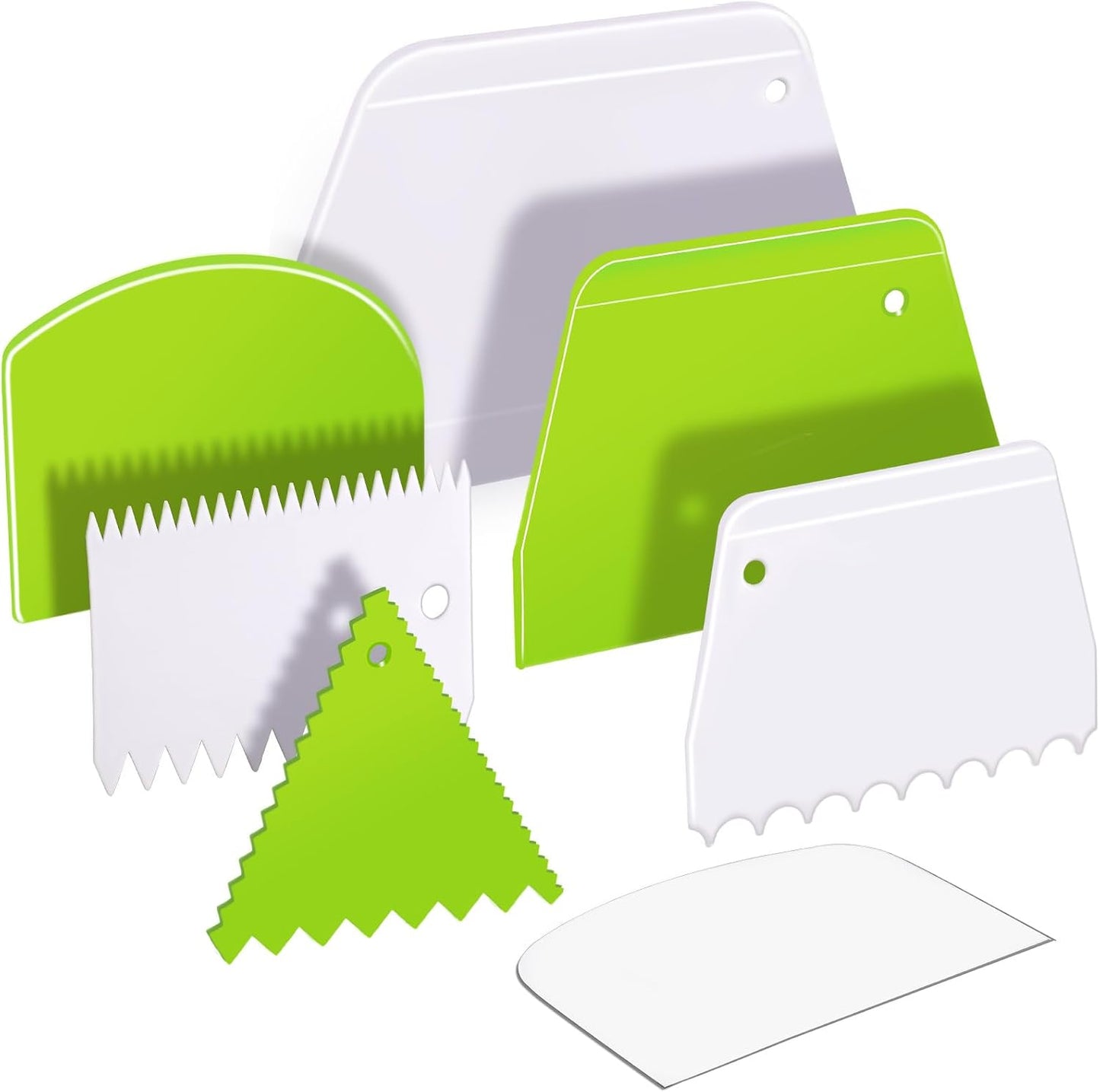Teenitor Cake Scraper Cake Smoother, 7 Pcs Dough Scraper Bowl Scraper Cake Cutter Cake Spatula Bench Scraper Kitchen Plastic Scraper Tool Cake Decorating Kit