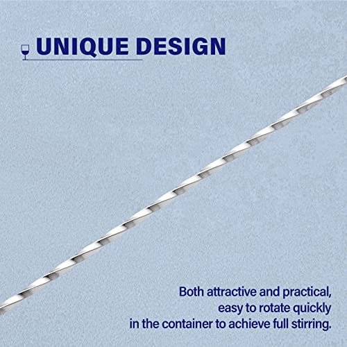 Briout Bar Spoon Cocktail Mixing Stirrers for Drink, Stainless Steel 12 Inches Long Handle, Silver 2 Pieces