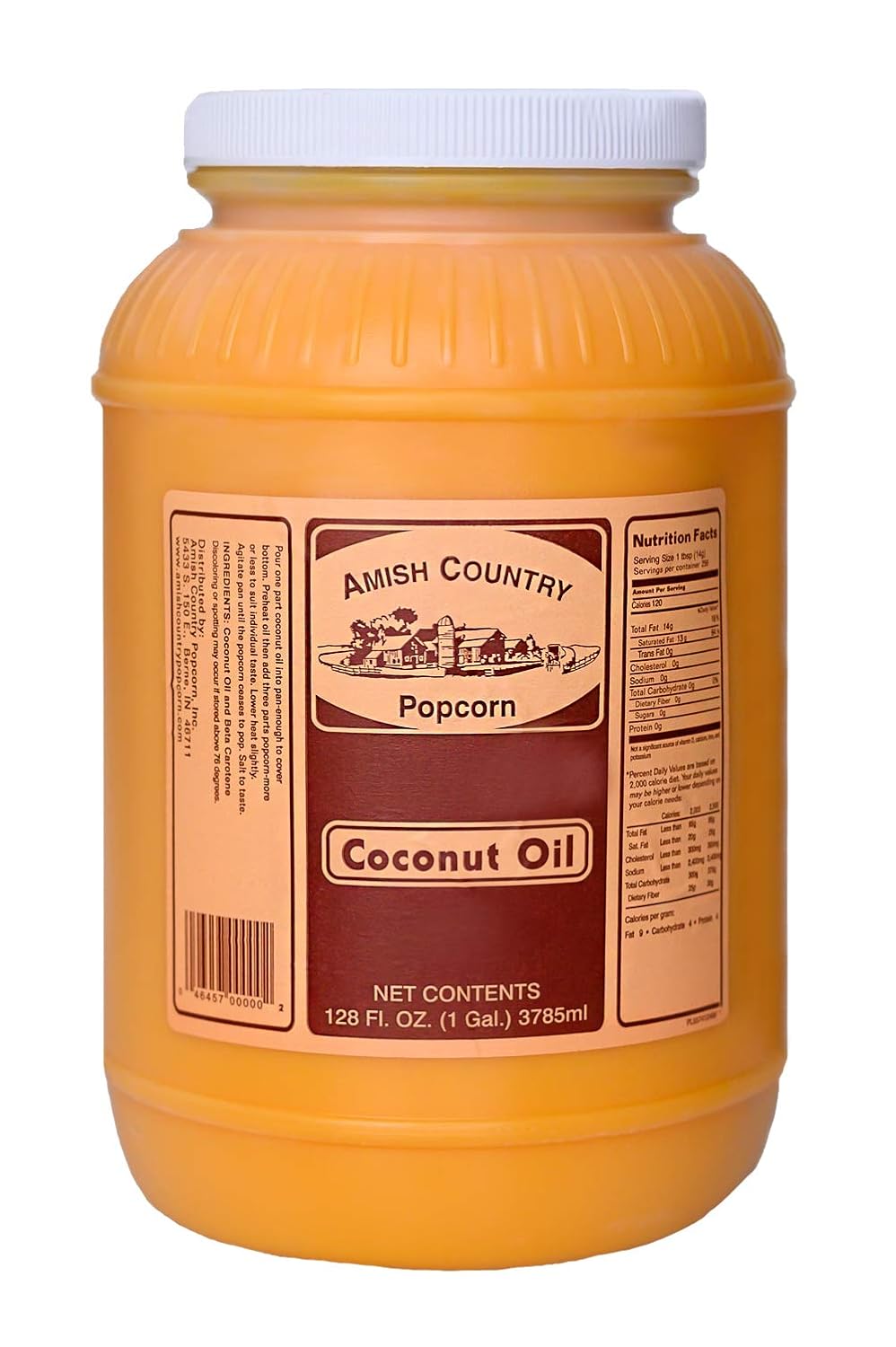 Amish Country Popcorn Coconut Oil 1 Gallon Old Fashioned Non GMO Gluten Free