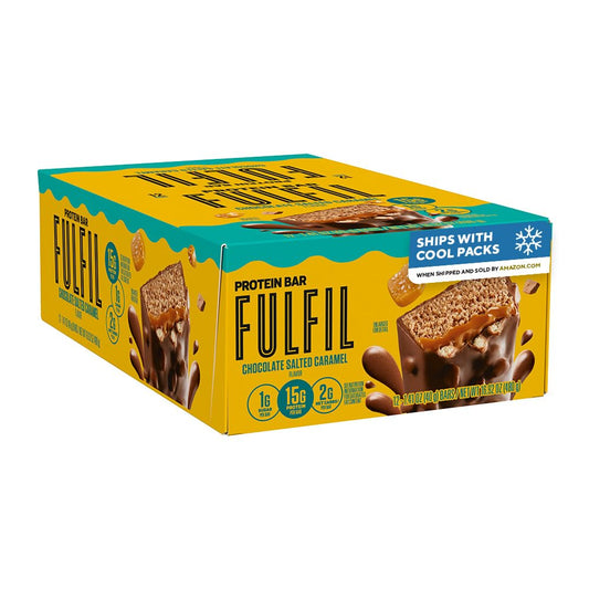 FULFIL Chocolate Salted Caramel Flavored Protein Bars, 12 Count, Gluten Free