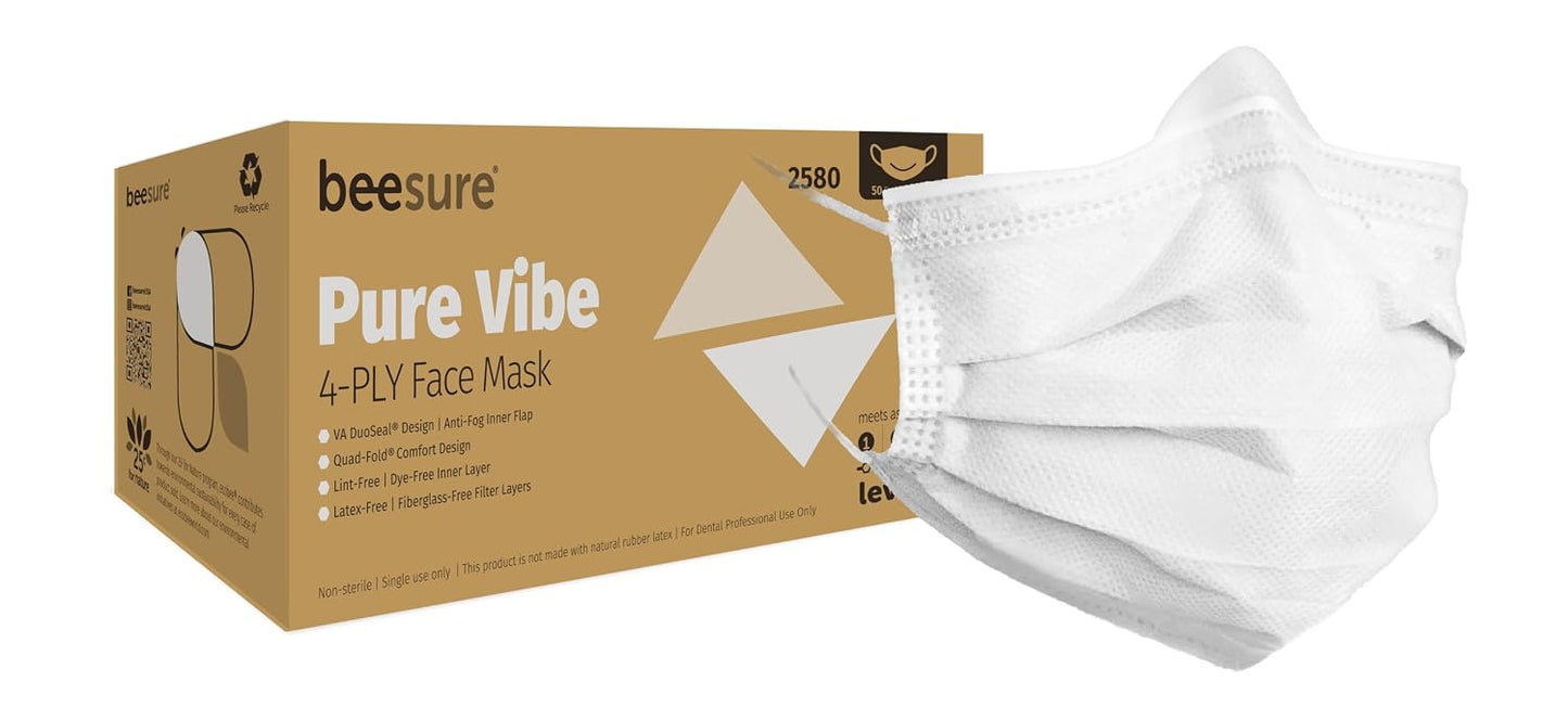 BeeSure Vibe Face Masks, Glamorous Pink, Latex-Free, Pack of 50